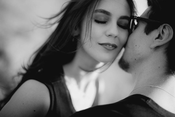 Black and white portrait of a couple